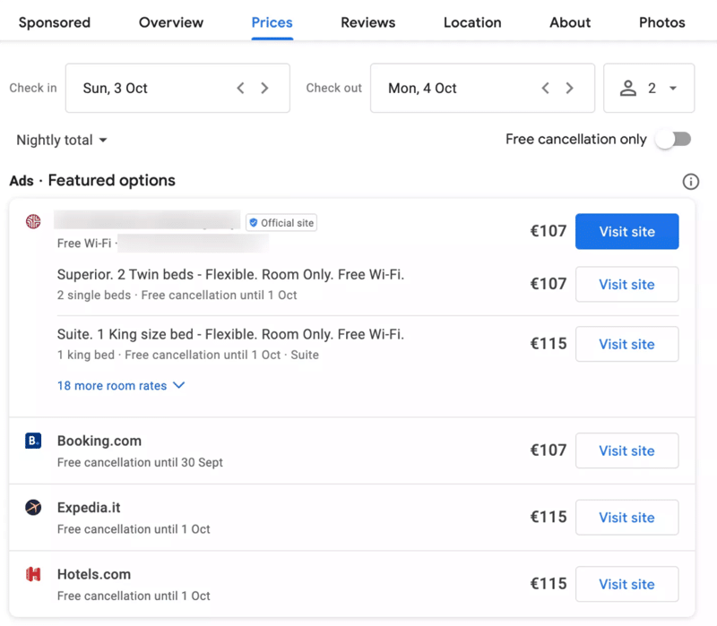 How to Get Started With Google Hotel Ads - example 3