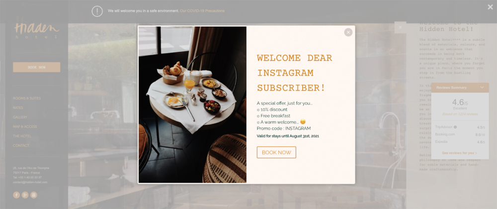 Hotel Website Personalization - Engaging with visitors coming from Instagram