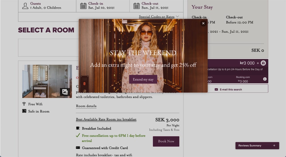 Hotel Website Personalization - Upselling