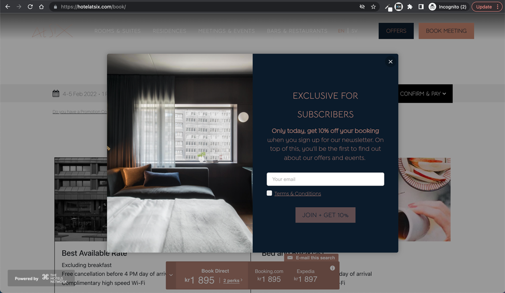 Strategies to Increase your Hotel’s Website Conversion - email capture