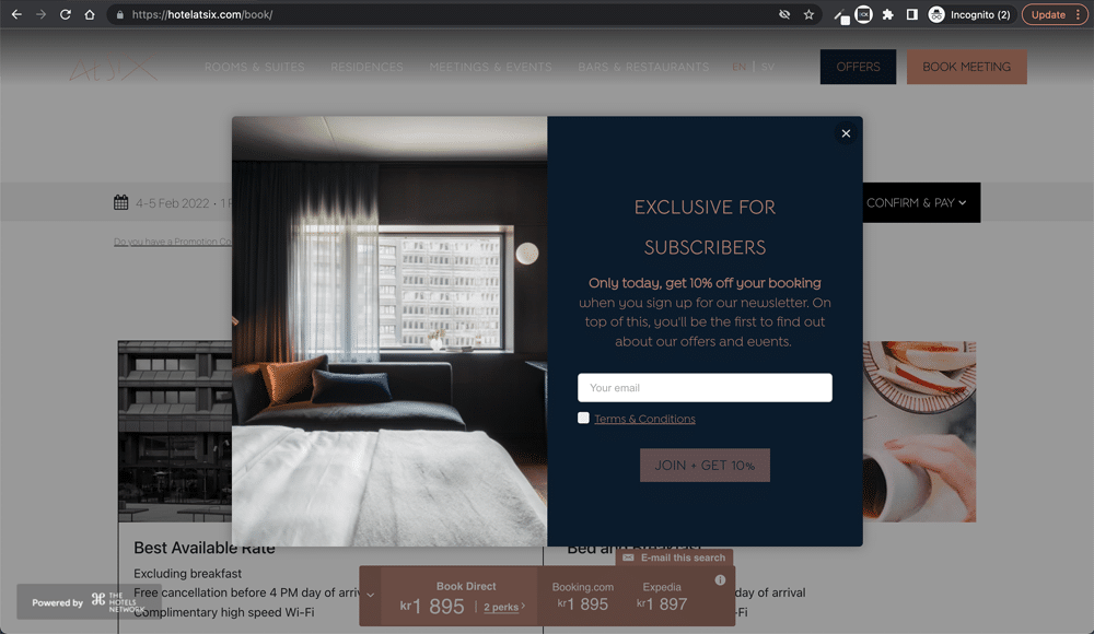 Stratégies pour augmenter la conversion du site Web de votre hôtel – capture d'e-mails
