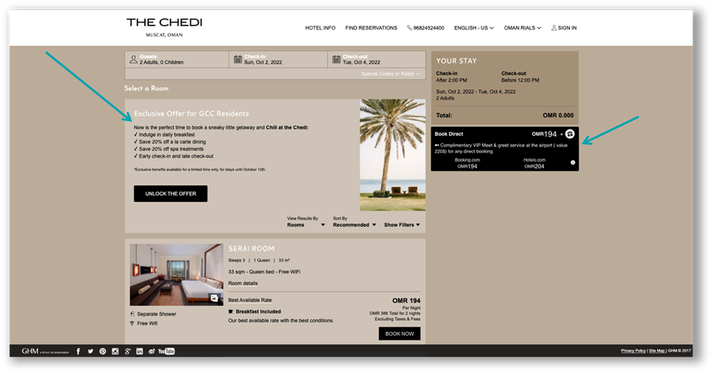 Website Personalization Tips for Luxury Hotels Example 1