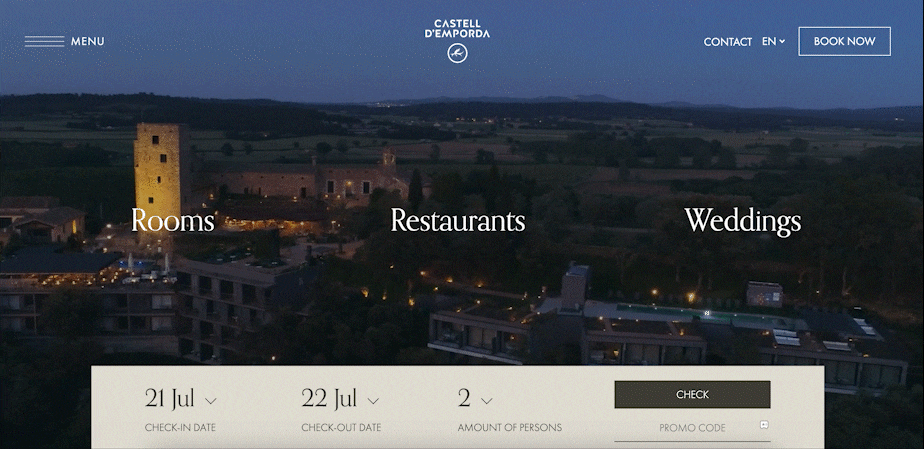 Meilleures pratiques et exemples pour la conception de sites Web d'hôtels HotelCastellEmporda