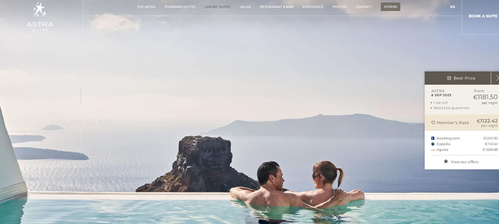 hotel website examples - Astra Suites