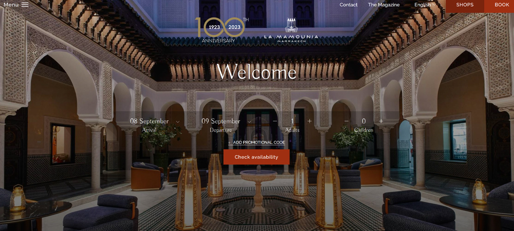 hotel website examples - la mamounia
