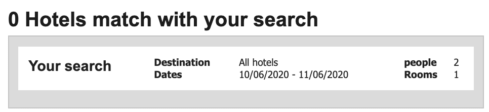 Fehler 15 auf der Hotelwebsite